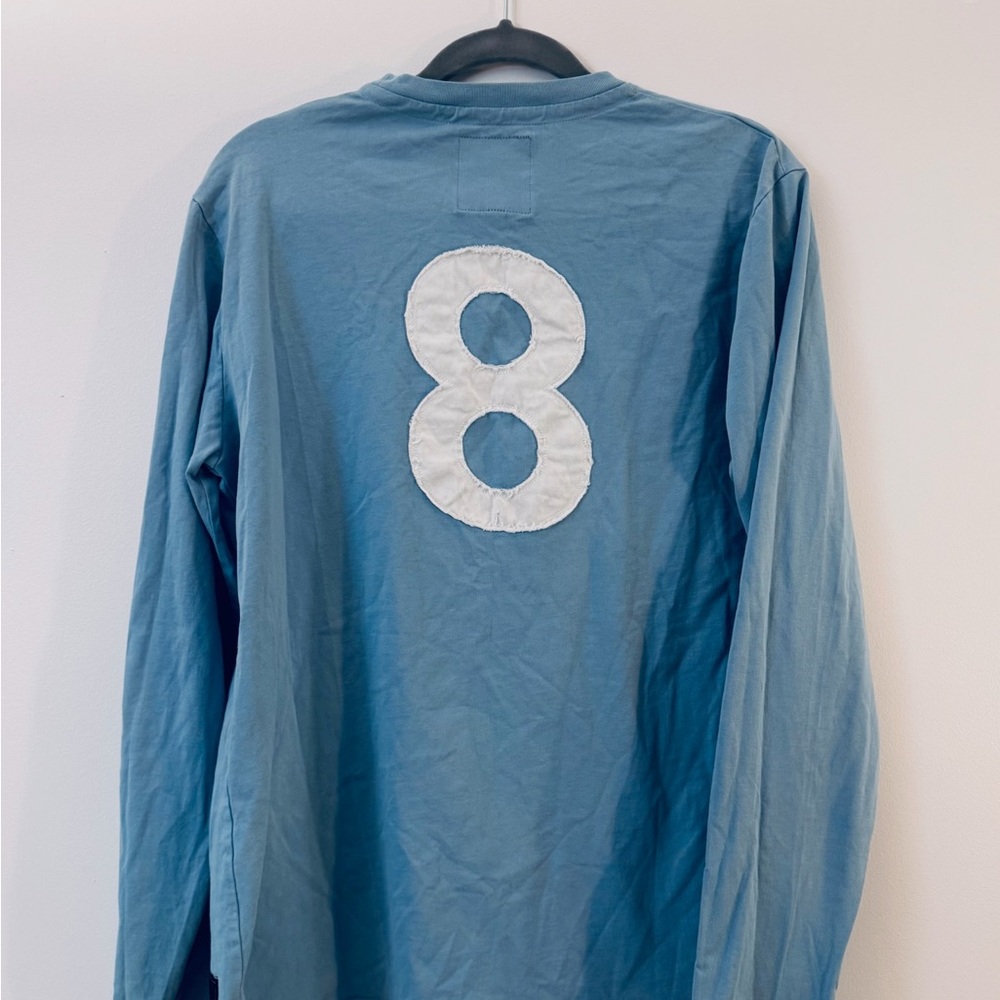 Men's Blue Long Sleeve Shirt with Number Design